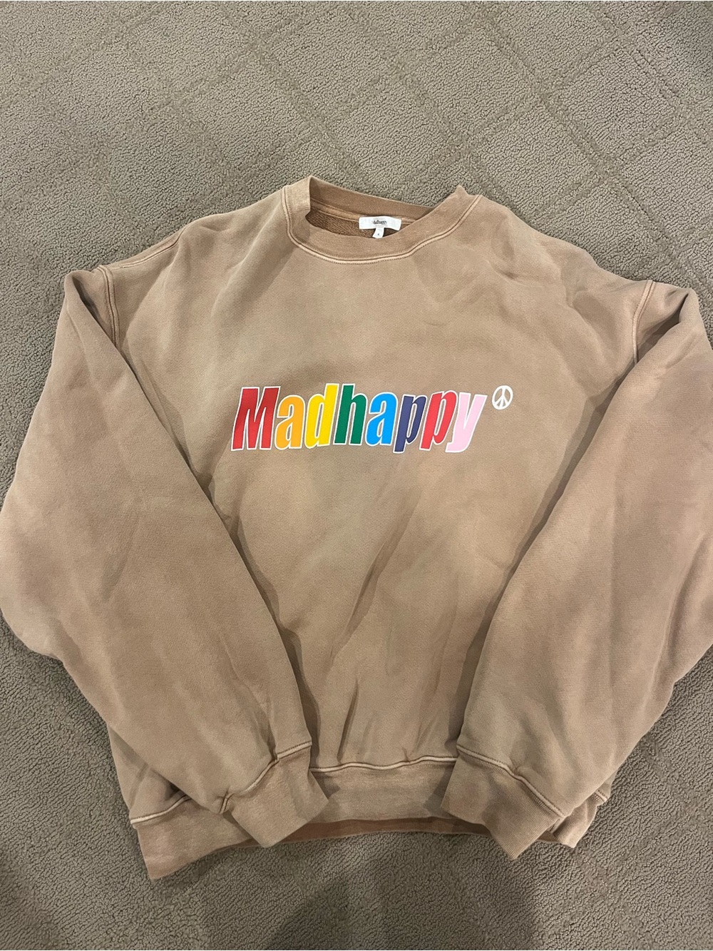 Madhappy Tan Crewneck with Rainbow Logo